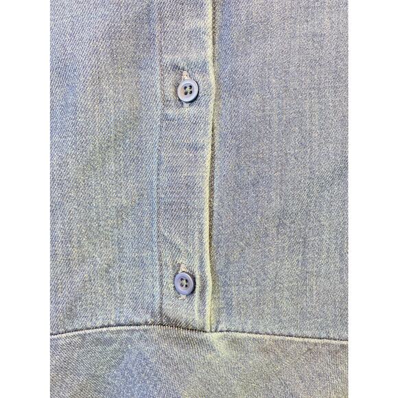 Blue Denim Statement Raw Frayed Hem Cloth & Stone Long Sleeve Cotton Shirt XS - Picture 3 of 7